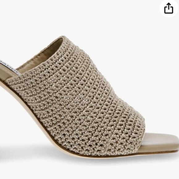 Steve Madden Taupe Realize Crochet Block-Heel Sandals Size - Picture 5 of 15